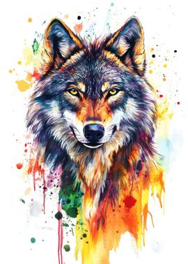 Wolf Watercolor Painting