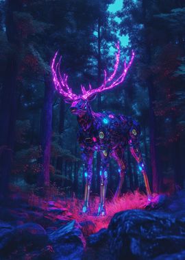 Cybernetic Deer in Forest