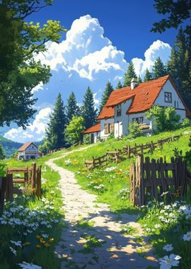 Countryside Cottage Landscape