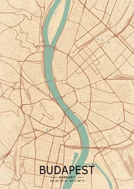 Budapest Vintage Map