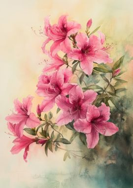 Pink Azalea Watercolor