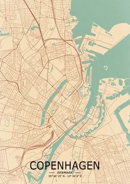 Copenhagen Vintage Map