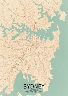 Sydney Vintage Map