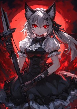 Anime Girl with Red Eyes