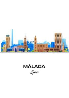 Málaga Skyline Illustration