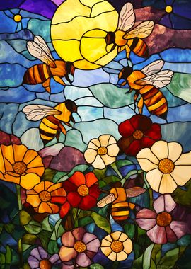 Stained Glass Bees &amp; Flowers