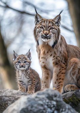 Lynx Mother and Cub