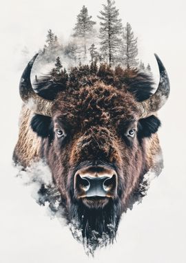 Bison in the Woods