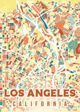 Colorful Los Angeles City Map