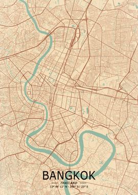 Bangkok Vintage Map