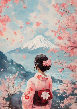 Mount Fuji Sakura Painting