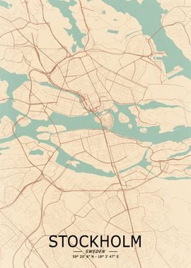 Stockholm Vintage Map