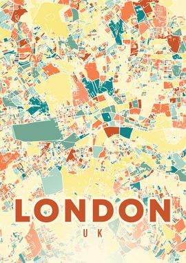 Colorful London City Map