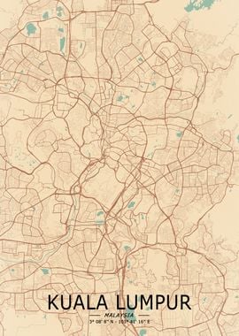 Kuala Lumpur Vintage Map