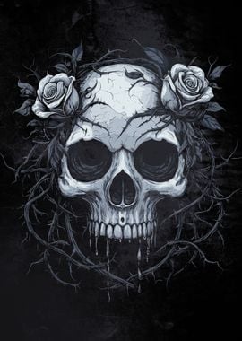 Skull with Roses - Gothic