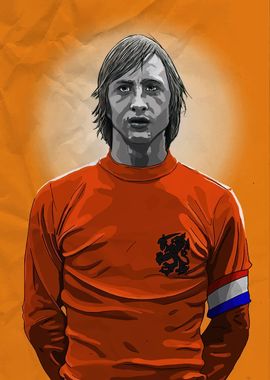 Johan Cruyff Football Illustration