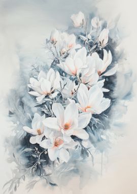 Watercolor Magnolia Bouquet