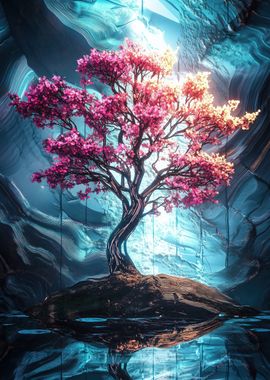 Pink Tree in Blue Cave