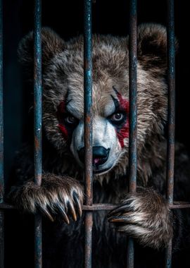 Bear in Cage with War Paint