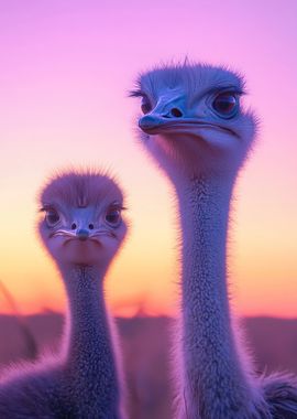 Ostrich Sunset Portrait