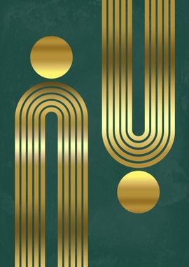 Gold &amp; Green Abstract Art