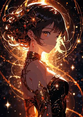 Anime Girl with Golden Glow