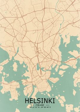 Helsinki Vintage Map