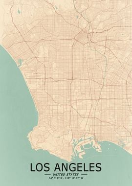 Los Angeles Vintage Map