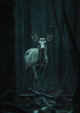 White Deer in Dark Forest