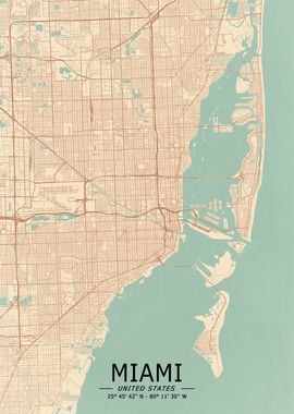 Miami Vintage Map