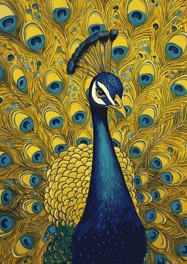 Peacock with Spread Feathers