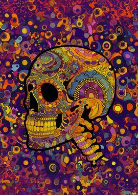 Psychedelic Skull Hippie Art