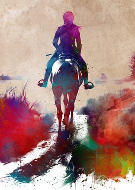 Horseback Rider Watercolor