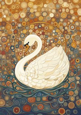 White Swan in Starry Light