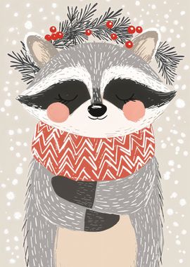 Cute Raccoon in Winter