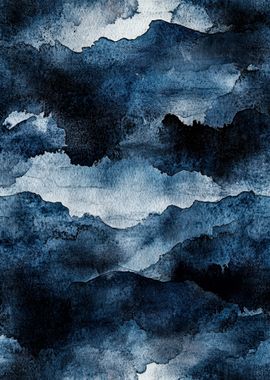 Abstract Watercolor Mountains