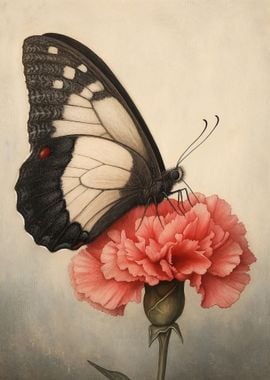 Vintage Floral and Butterfly Art