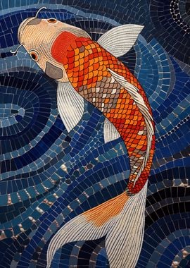 Koi Fish Mosaic Art