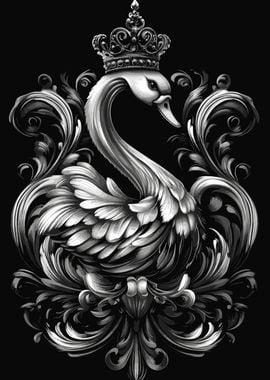 Baroque Swan with Crown Royalcore Swan