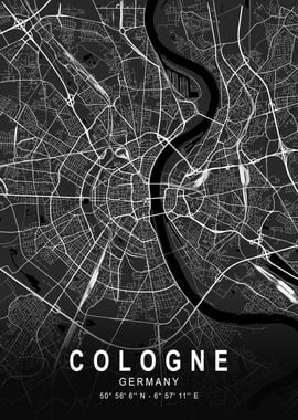 Cologne Dark City Map