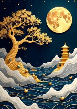 Golden Moon Landscape