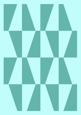 Midcentury Modern Abstract Geometric Teal Triangle Pattern