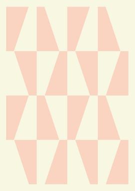 Midcentury Modern Abstract Geometric Pink and Cream Geometric Pattern