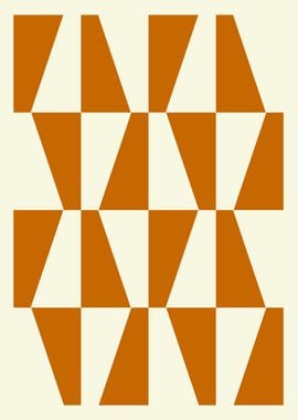 Midcentury Modern Orange Geometric Triangular Pattern