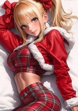 Anime Girl in Red Plaid Outfit