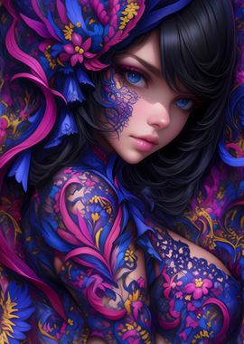 Floral Fantasy Portrait Anime Girl