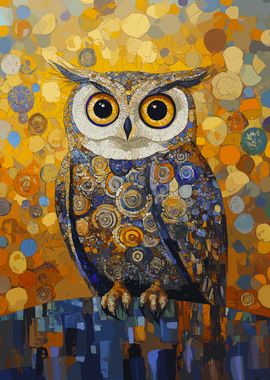 Owl in the Style of Gustav Klimt