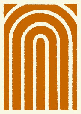 Midcentury Modern Abstract Orange Arches