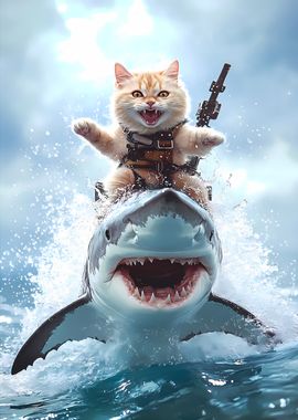 Cat Riding Shark