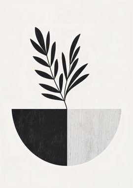 Black and White Plant Art